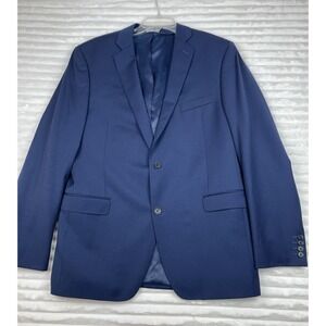 Saks Fifth Avenue Blue Blazer Men's Jacket 44L Trim Fit - Coupe Ajustee 100%Wool